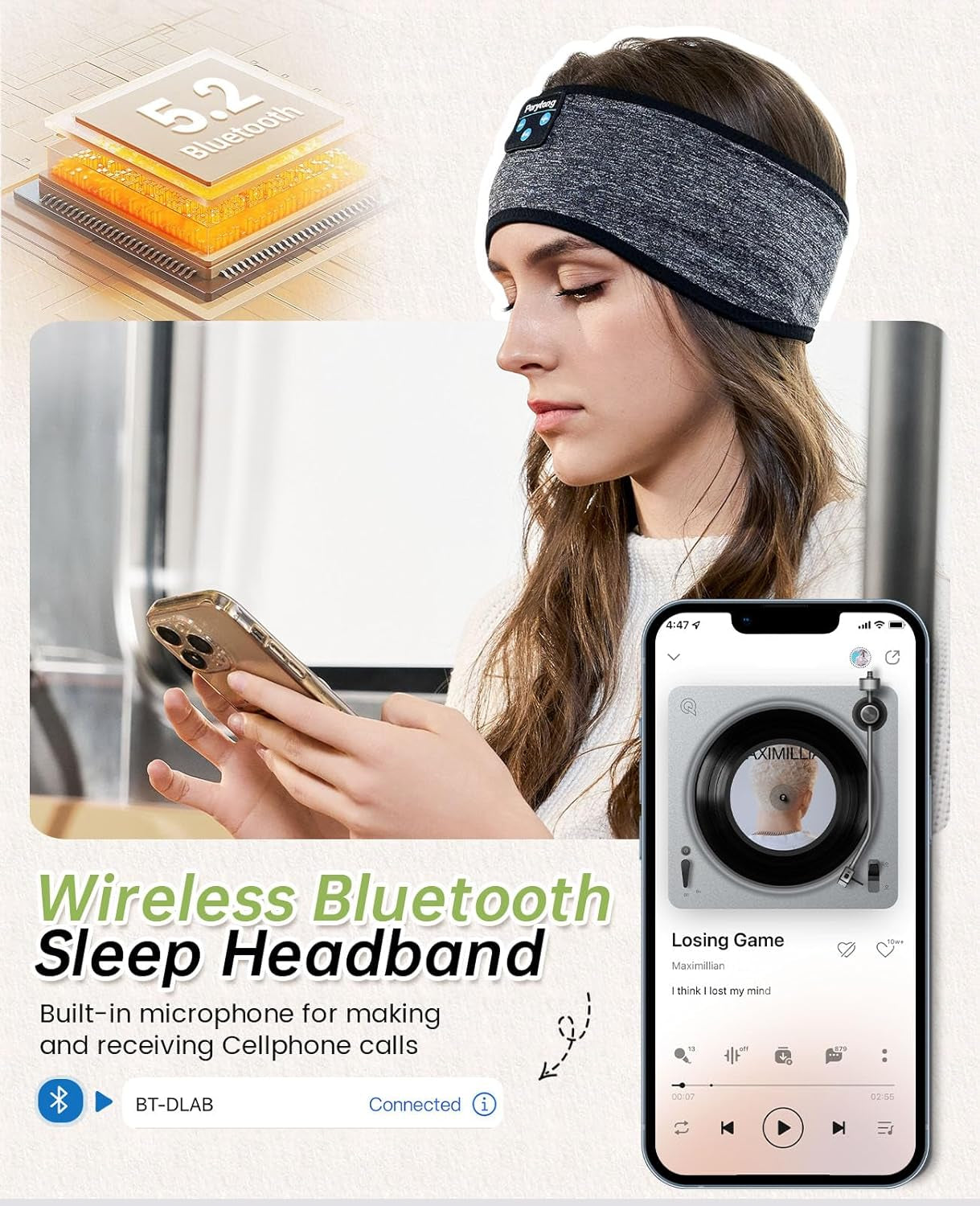 Sleep Headphones Bluetooth, Sleeping Headphones Headband - Soft Elastic Comfortable Wireless Headband, Gifts for Men Women Teenager